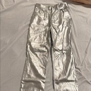 Size 26 Abercrombie and fitch Silver Metallic Pants used